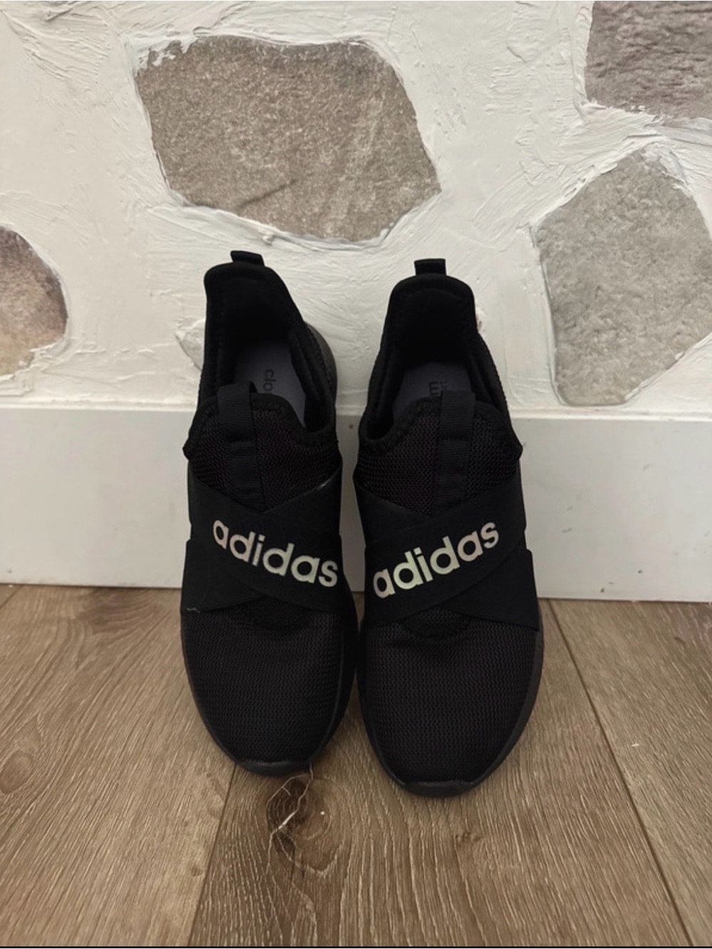 adidas Black Slip-On Cross-Strap Sneakers